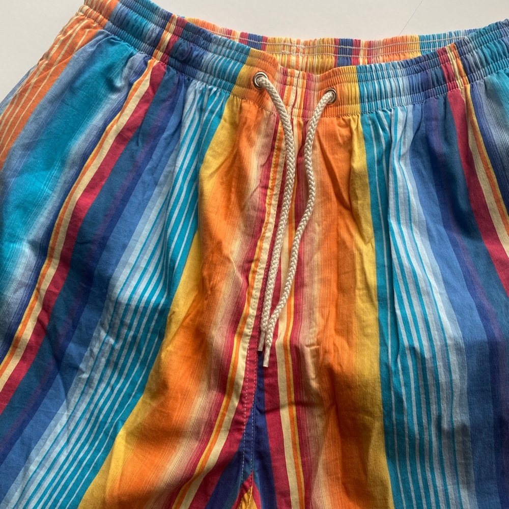 Faconnable Mens Swimtrunks Bathing Suit Multi Color Stripped Pattern Size M